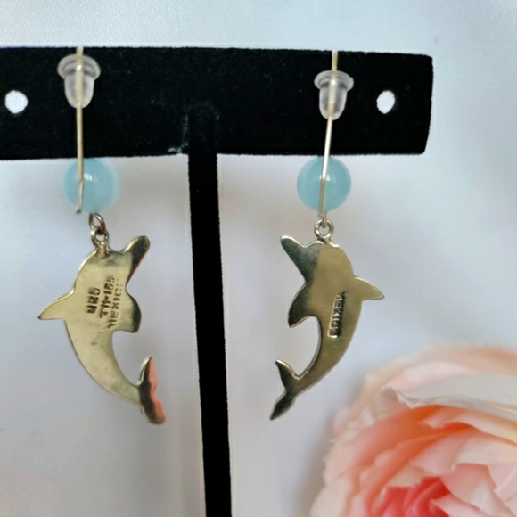 Cutie boho Sterling silver dolphin earrings. - Picture 5 of 6